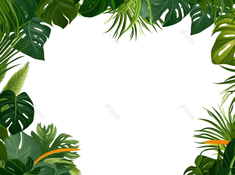 叶子图片,绿叶元素,绿叶边框PNG,树叶免抠素材